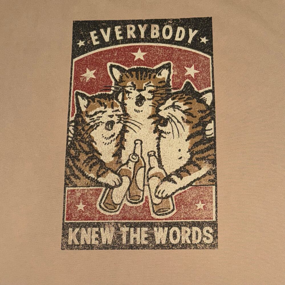 Drunk Cat Series Arna‎ Miller High Five T-Shirt Tan Adult Size XL Novelty Tee